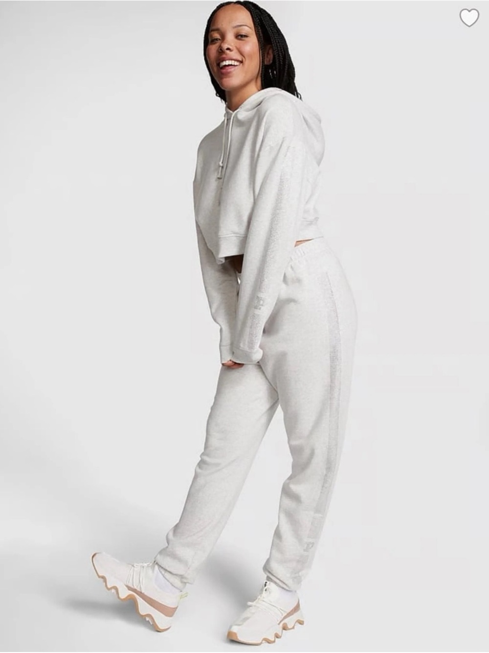 VICTORIA SECRET PINK FLEECE HIGH WAIST JOGGERS WITH MATCHING PULLOVER SWEATSHIRT